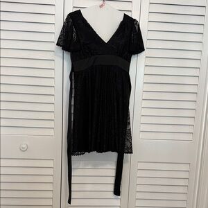 Betsy Johnson Vintage Elegant Black Lace and Silk Dress